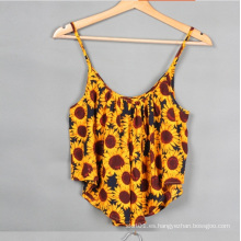 2015 Moda Mujer Ropa Laies Flower Print Crop Top